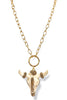 Stay Clear Steer Head Pendant Long Necklace