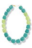 Keeping Check Turquoise and Lime Block Bead Necklace