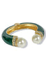 Elaine Green Pearl Hinge Cuff Bracelet