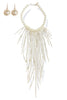 Major Moment Cream Fringe Statement Necklace