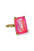 Straight Forward Neon Fuchsia Abalone Adjustable Ring