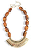 Make It Right Kaffee Beaded Statement Neckalce