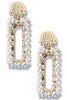 Best To Come Pearl & Crystal Rectangle Drop Earrings