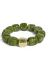 Matched Energy Green Resin Beaded Stretch Bracelet