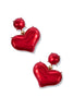 Dropping Hearts Red Dangle Earrings