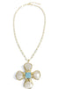 Liana Gold and Turquoise Baroque Pearl Cross Pendant Necklace