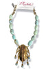 Made in the Deep South 1930s Fur Clip Agate Bead Necklace