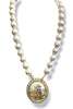 Made in the Deep South 1960s Porcelain Brooch Baroque Pearl Necklace