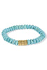 Court Turquoise Brass Gemstone Beaded Stretch Bracelet