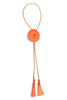 TWT® Loretta Orange Citrus Concho Golden Yellow Rope Orange Tassel Bolo Necklace