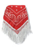 Bring It Out Red Western Fringed Paisley Print Scarf