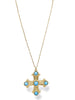 Closed Off Turquoise Byzantine Cross Stone Necklace