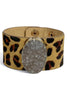 Safari Leopard Beige & White Druzy Cuff Bracelet