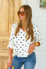 Margo Beige & Black Polka Dot 3/4 Sleeve Blouse
