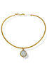 Zoe White Opal Square Stone Pendant Wire Choker Necklace