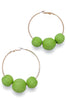 Raffia Ball & Wire Metal Hoops - Lime Green