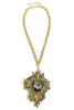 Talking To You Black and Antique Gold Blazing Heart Pendant Necklace