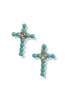 Celeste Turquoise Beaded Cross Stud Earrings