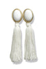 Eden White Oval Stone & Tassel Earrings
