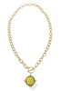 Main Event Olive Green Faceted Round Stone Necklace