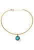 Zoe Caribbean Blue Opal Square Stone Pendant Wire Choker Necklace
