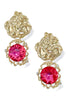 Glitz and Glam Fuchsia and Gold Dangle Earrings