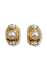 Amira Cream Oval Bead Station Hoop Earrings
