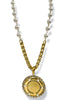 Yochi Dalia Gold Coin Pendant and Pearl Necklace