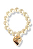 Heart Breaker Puffy Heart Pearl Stretch Bracelet