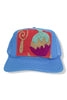 Suzani Neon Blue Kilim Patch Trucker Hat 25