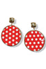 Taking A Second Red Round White Polka Dot Drop Earrings