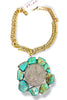 Made in the Deep South 1960s Turquoise Medal Medallion 1970s Necklace