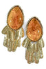 For The Better Tortoise Teardrop Stone & Fringe Metal Earrings