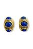 Amira Royal Blue Oval Bead Station Hoop Earrings