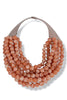 Carla 7 Strand Dark Pink Smooth Bead Statement Necklace