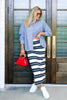 Z Supply Gail Ash Black Striped Jersey Midi Skirt