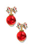 Christmas Red Ornament & Bow Drop Earrings