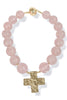 Make An Impact Light Pink and Gold Pendant Ball Bead Necklace
