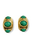 Amira Green Oval Bead Station Hoop Earrings