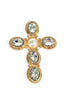 Crossing Paths Clear and Gold Stone Cross Pin Brooch