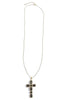 European Dreams Black and Gold Crystal Cross Necklace
