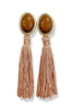 Eden Brown Oval Stone & Tassel Earrings