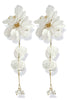 Taking It Back White Flower & Petal Drop Earrings