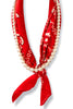 Keeping You In Line Red Bandana Pearl Necklace