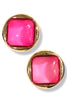 All Day Long Fuchsia/Gold Acetate Big Square Ice Earrings