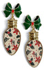 Twinkling Lights Ivory and Green Christmas Bulb Earrings