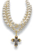 Triple Iconic Pearl Choker - Cream - Maria Cross Charm | Virgins Saints & Angels - FINAL SALE