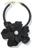 Full Of It Oversized Black Flower Rhinestone Necklace