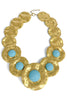 Tables Have Turned Turquoise and Gold Chunky Disc Statement Necklace