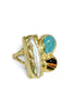Easton Elle Arch Tigers Eye and Turquoise Adjustable Ring